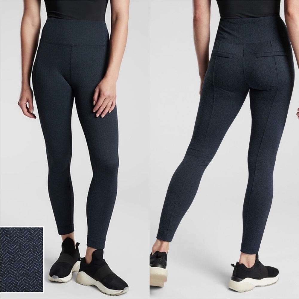 Athleta Delancey Herringbone High-Waisted Tight Leggings Navy Size Small